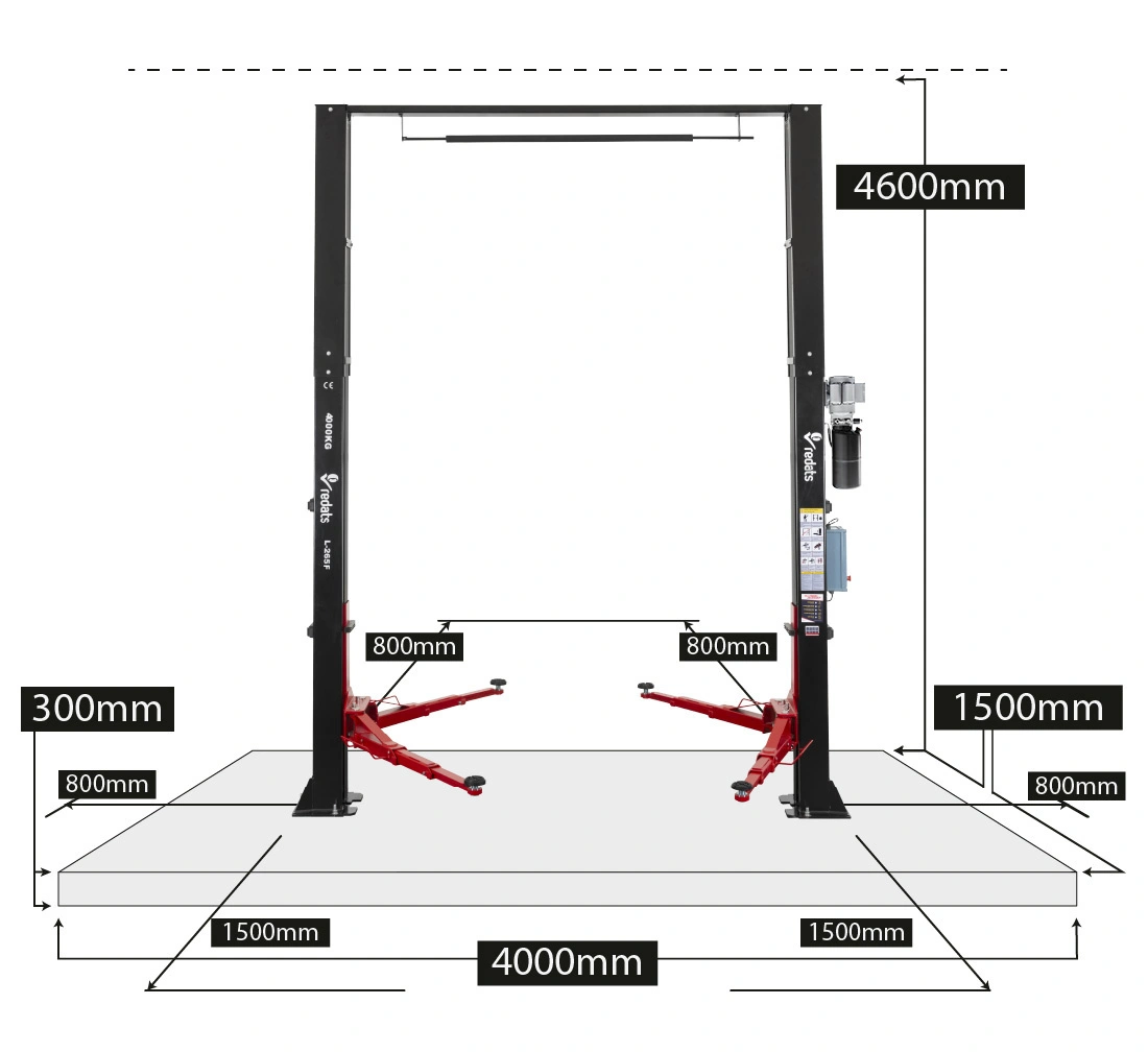 Lift/Élévateur à deux colonnes avec poutre supérieure, automatique, 4T REDATS L-265F (230V) – Image 16